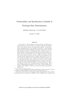 Predictability and Speci…cation in Models of Exchange Rate Determination Esfandiar Maasoumi