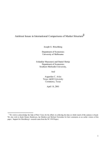 Antitrust Issues in International Comparisons of Market Structure