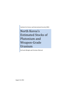 North Korea’s Estimated Stocks of Plutonium and