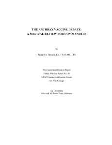 THE ANTHRAX VACCINE DEBATE: A MEDICAL REVIEW FOR COMMANDERS
