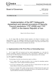 Implementation of the NPT Safeguards Agreement and relevant provisions of Security