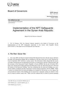 Implementation of the NPT Safeguards Agreement in the Syrian Arab Republic