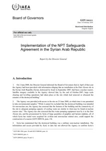 Implementation of the NPT Safeguards Agreement in the Syrian Arab Republic