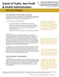 School of Public, Non-Profit &amp; Health Administration  The Case Analysis