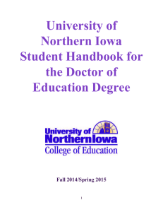 University of  Northern Iowa  Student Handbook for  the Doctor of 