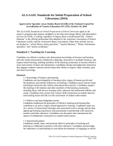 ALA/AASL Standards for Initial Preparation of School Librarians (2010)