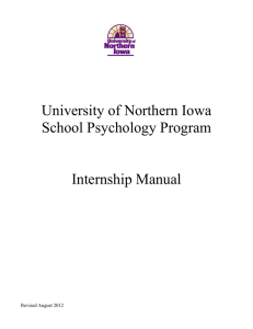 University of Northern Iowa School Psychology Program Internship Manual