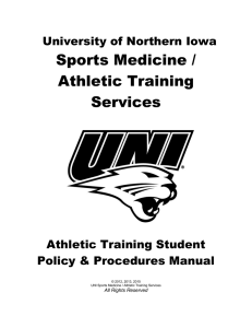 Sports Medicine / Athletic Training Services University of Northern Iowa