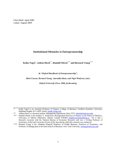 Institutional Obstacles to Entrepreneurship First Draft: April 2005 Latest: August 2005