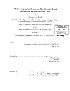 Efficient  Lagrangian  Relaxation  Algorithms  for ... Inference  in  Natural Language  Tasks