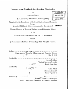 Unsupervised  Methods  for  Speaker  Diarization 2011
