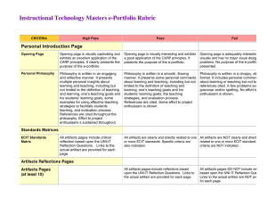 Instructional Technology Masters e-Portfolio Rubric Personal Introduction Page