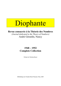 Diophante  André Gérardin, Nancy Revue consacrée à la Théorie des Nombres