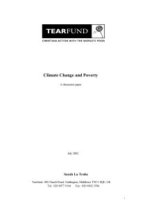 Climate Change and Poverty Sarah La Trobe A discussion paper