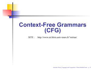 Context-Free Grammars (CFG) SITE : -tours.fr/˜mirian/