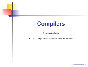 Compilers SITE : -tours.fr/˜mirian/ Syntax Analysis