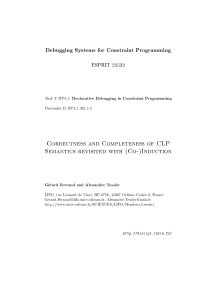 Debugging Systems for Constraint Programming Correctness and Completeness of CLP
