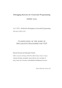 Debugging Systems for Constraint Programming Declarative Debugging in Constraint Programming :