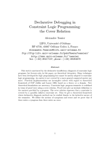 Declarative Debugging in Constraint Logic Programming: the Cover Relation