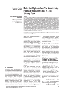 Multicriterial Optimisation of the Manufacturing Spinning Frame Stanisław Płonka,