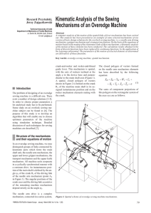 Kinematic Analysis of the Sewing Mechanisms of an Overedge Machine Ryszard Przytulski,