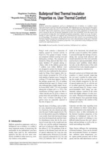 Bulletproof Vest Thermal Insulation Properties vs. User Thermal Comfort Magdalena Zwolińska, Anna Bogdan,