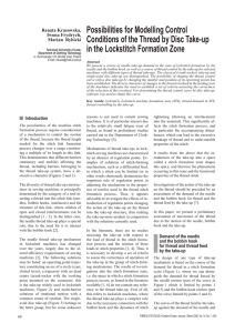 Possibilities for Modelling Control Conditions of the Thread by Disc Take-up