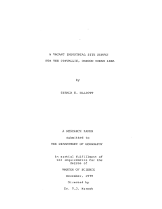 A VACANT INDUSTRIAL SITE SURVEY FOR THE CORVALLIS, OREGON URBAN AREA