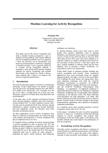 Machine Learning for Activity Recognition Abstract