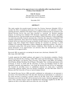 How do disclosures of tax aggressiveness to tax authorities affect... Evidence from Schedule UTP