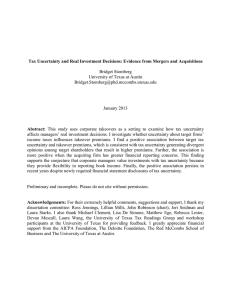 Tax Uncertainty and Real Investment Decisions: Evidence from Mergers and... Abstract: Bridget Stomberg