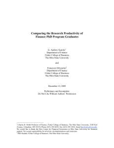 Comparing the Research Productivity of Finance PhD Program Graduates