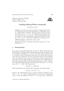 T A G Grafting Seiberg-Witten monopoles