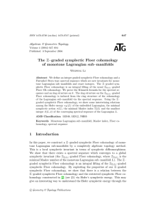 T A G The Z–graded symplectic Floer cohomology