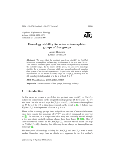 T A G Homology stability for outer automorphism