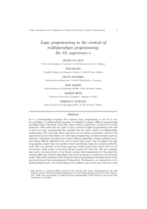 Logic programming in the context of multiparadigm programming: ∗ the Oz experience