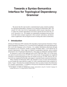 Towards a Syntax-Semantics Interface for Topological Dependency Grammar