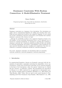 Dominance Constraints With Boolean Connectives: A Model-Eliminative Treatment Denys Duchier