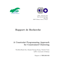 Rapport de Recherche A Constraint Programming Approach for Constrained Clustering