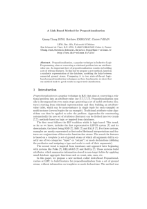 A Link-Based Method for Propositionalization Quang-Thang DINH, Matthieu EXBRAYAT, Christel VRAIN