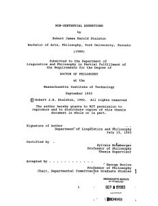 NON-SENTENTIAL  ASSERTIONS (1988) by Robert James  Harold  Stainton