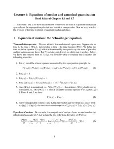 Lecture 4: Equations of motion and canonical quantization