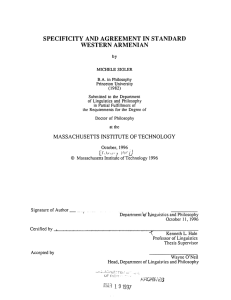 SPECIFICITY AND  AGREEMENT  IN  STANDARD WESTERN  ARMENIAN