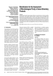 Bioindicators for the Assessment of Microbiological Purity in Some Alimentary Products