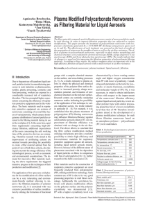 Plasma Modified Polycarbonate Nonwovens as Filtering Material for Liquid Aerosols Agnieszka Brochocka,