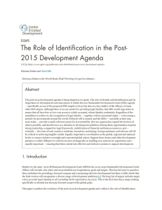 The Role of Identification in the Post- 2015 Development Agenda Abstract ESSAYS