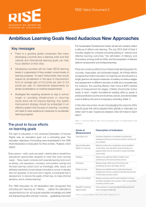 Ambitious Learning Goals Need Audacious New Approaches Key messages