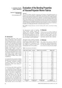 Evaluation of the Bending Properties of Viscose/Polyester Woven Fabrics A. Alamdar-Yazdi, Zahra Shahbazi