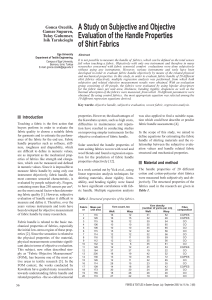 A Study on Subjective and Objective Evaluation of the Handle Properties n Introduction