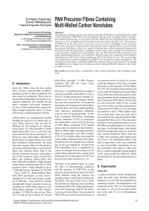 PAN Precursor Fibres Containing Multi-Walled Carbon Nanotubes Grzegorz Szparaga, Teresa Mikołajczyk,